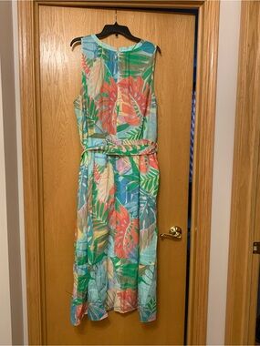 Talbots Tropical Maxi Dress in Teal, Coral and Green